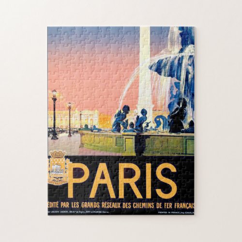 Vintage Paris Travel Advertisement Illustration Jigsaw Puzzle