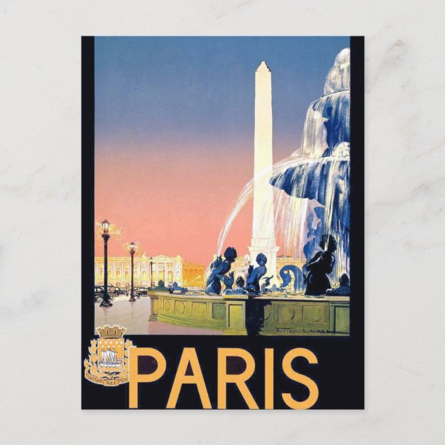 Vintage Paris Travel Advertisement Postcard (Front)