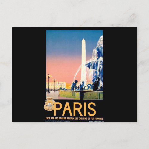 Vintage Paris Travel Advertisement Postcard
