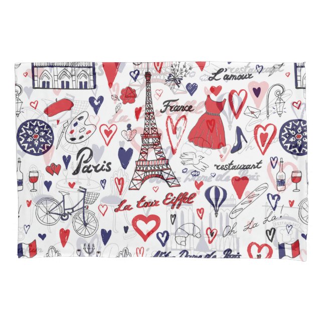 Vintage Paris: Travel Line Pattern Pillow Case (Front)
