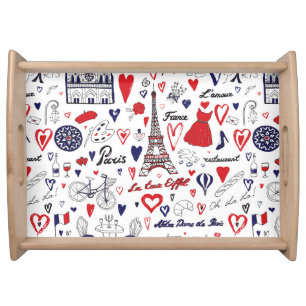 Vintage Paris: Travel Line Pattern Serving Tray
