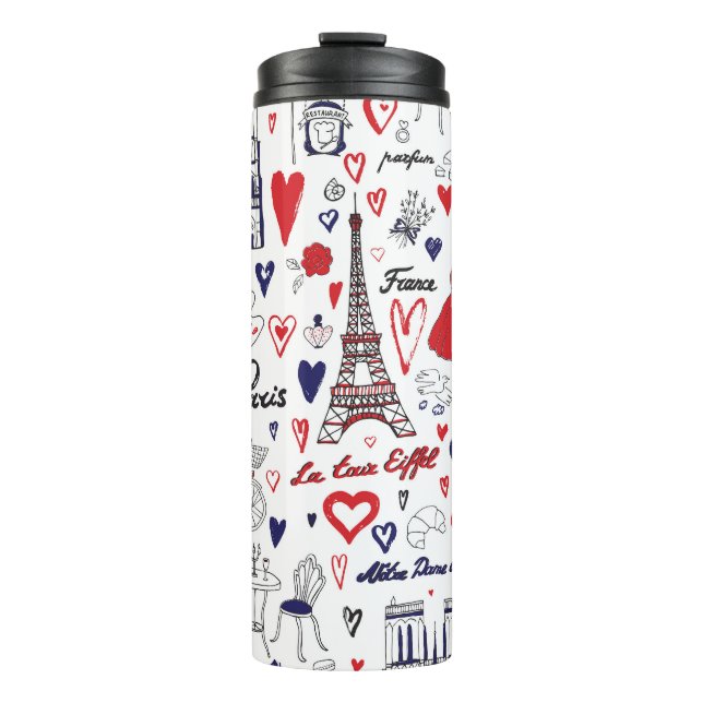 Vintage Paris: Travel Line Pattern Thermal Tumbler (Front)