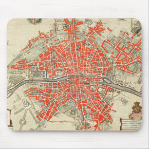 Vintage Paris travel map. Old city. Retro France Mouse Pad