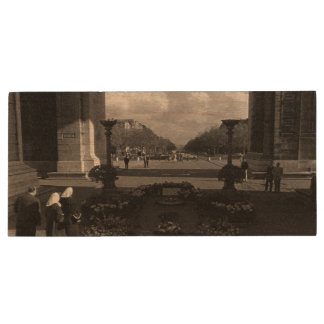 Vintage Paris Triumphal arch Unknown soldier Wood Flash Drive