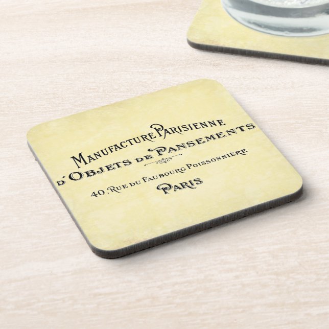 Vintage Paris Typography Coaster Set (Left Side)