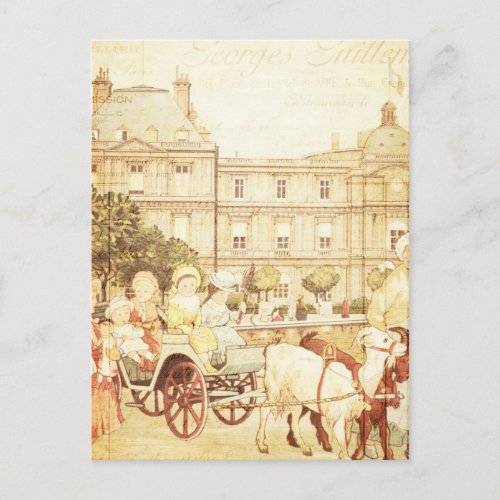 Vintage Paris Victorian Children Storybook Collage Postcard