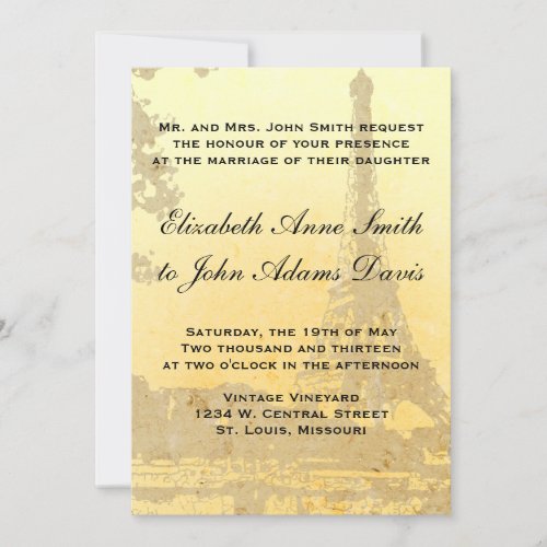 Vintage Paris Wedding Invitation