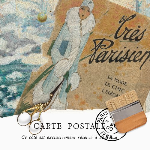 Vintage Paris Woman Rustic Texture Decoupage  Tissue Paper