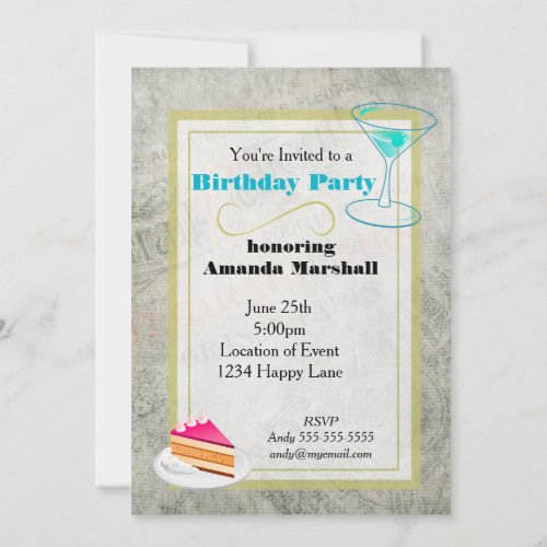 Vintage Parisian Ad Style Birthday party Invitation