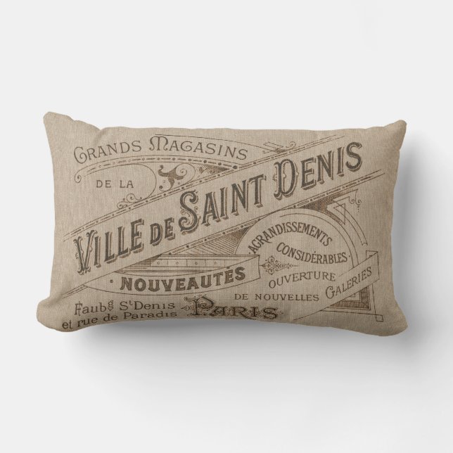 Vintage Parisian Advertising Villa Saint Lumbar Pillow (Front)