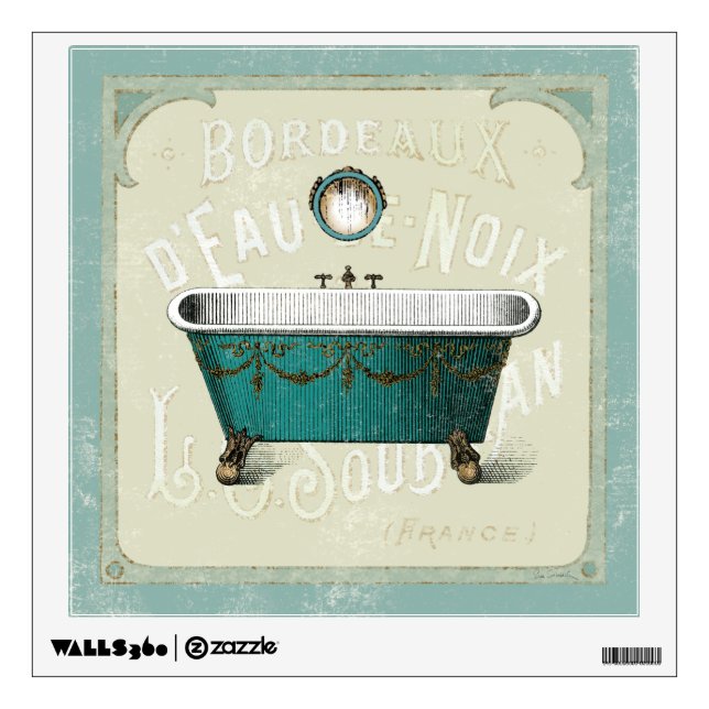 Vintage Parisian Bath Wall Sticker (Front)