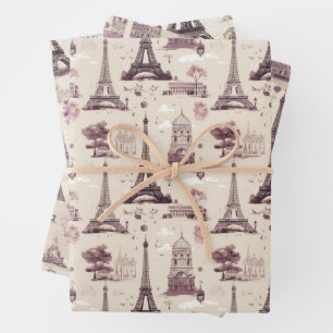 Vintage Parisian Charm Wrapping Paper Sheets