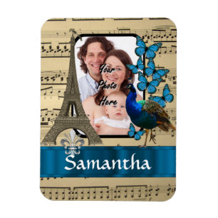 Vintage Parisian collage on music sheet Magnet