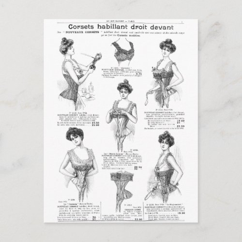 Vintage Parisian Corset Ad Postcard