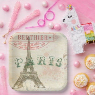 Vintage Parisian Party Paper Plates