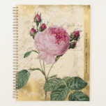Vintage Parisian Rose personalised  Planner<br><div class="desc">This beautiful personalised twelve-month planner features a beautiful vintage french pink botanical rose painting by the artist Redoute on the front cover. © Julie McIver</div>