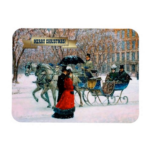 Vintage Parisian Scene Christmas Gift Magnet