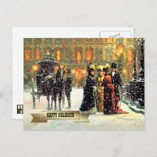 Vintage Parisian Scene Christmas  Holiday Postcard