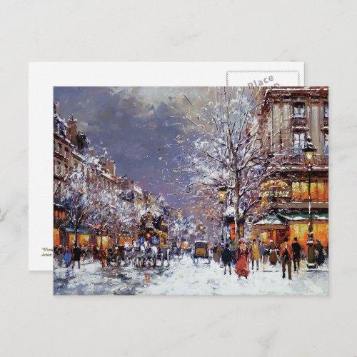 Vintage Parisian Scene Christmas Postcards