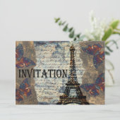 Vintage Parisian wedding invitation (Standing Front)