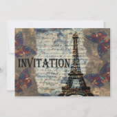 Vintage Parisian wedding invitation (Front)