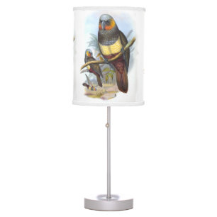 Vintage Parrot Bird Grey Yellow Brown Table Lamp