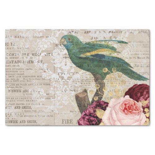 Vintage Parrot Collage Tissue Paper