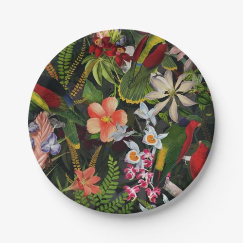 Vintage Parrot Jungle 1 Pattern Paper Plates