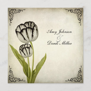 Vintage Parrot Tulip Wedding Invitation