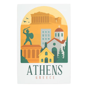 Vintage Parthenon Metal Print - Athens Greece 