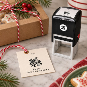 Vintage Partridge Christmas Personalized Gift Self-inking Stamp