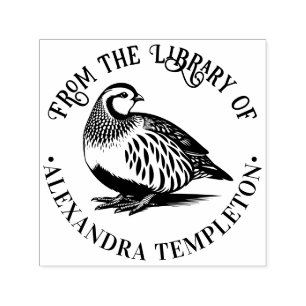 Vintage Partridge Game Bird #2 Library Book Name Self-inking Stamp