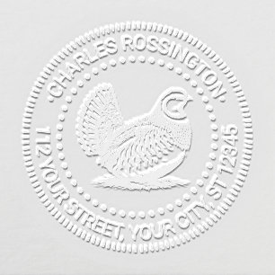 Vintage Partridge Game Bird #3 Name Return Address Embosser
