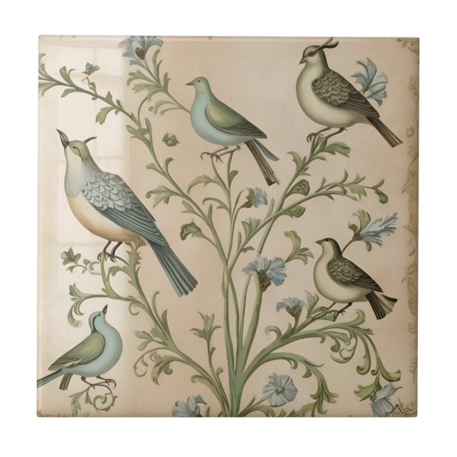 Vintage Partridge Tree Ceramic Tile (Front)