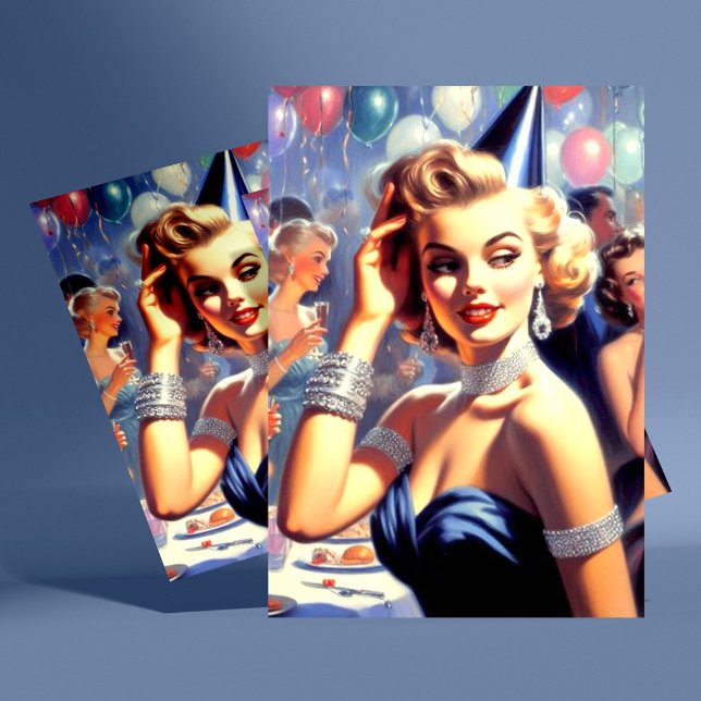 Vintage Party Girl Illustration Postcard (Creator Uploaded)