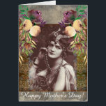 Vintage Party Girl on Victorian Tapestry<br><div class="desc">Personalize this greeting card for a unique Mother's Day gift.</div>