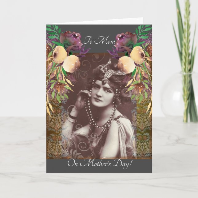 Vintage Party Girl on Victorian Tapestry Card (Front)