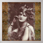 Vintage Party Girl on Victorian Tapestry Poster<br><div class="desc">Decorate your bedroom or use this image as a sign for your next costume ball. Add your own text.</div>
