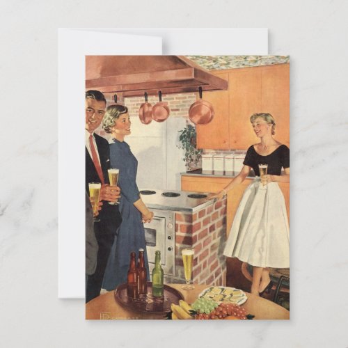 Vintage Party in the Kitchen Beer and Appetizers Invitation