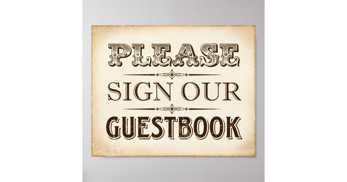 Vintage Party PLEASE SIGN OUR GUESTBOOK Sign | Zazzle