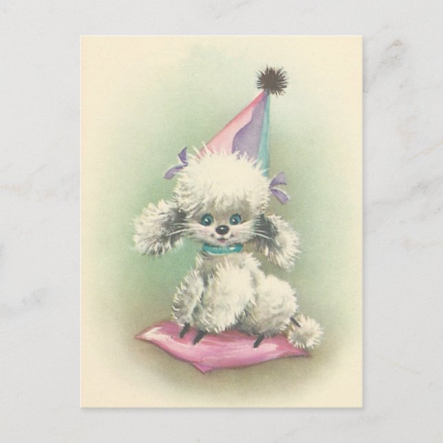 Vintage Party Poodle Invitation Postcard (Front)
