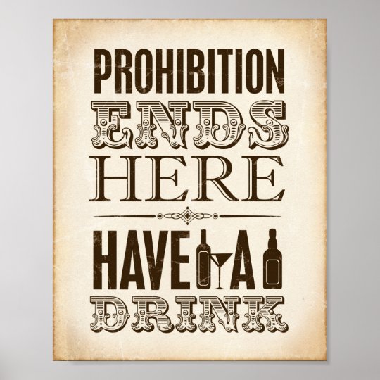 Vintage Party Print PROHIBITION ENDS HERE Sign Zazzle vintage-party-print-prohibition-ends-here-sign-zazzle