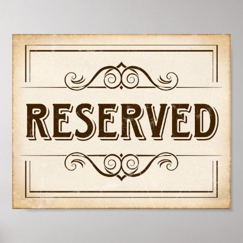 Vintage Party RESERVED Sign Print