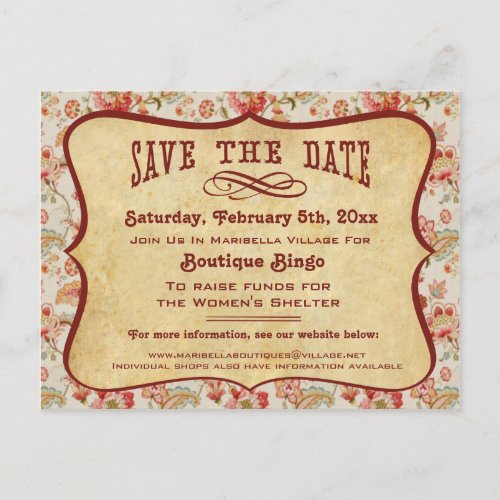 Vintage Party Reunion or Event Save the Date Announcement Postcard