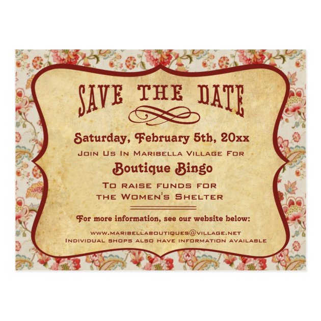 Vintage Party, Reunion Or Event Save The Date Postcard