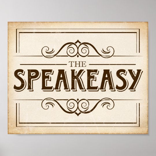 Vintage Party SPEAKEASY Sign Print | Zazzle.com