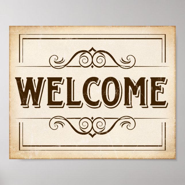 Vintage Party WELCOME Sign Print (Front)