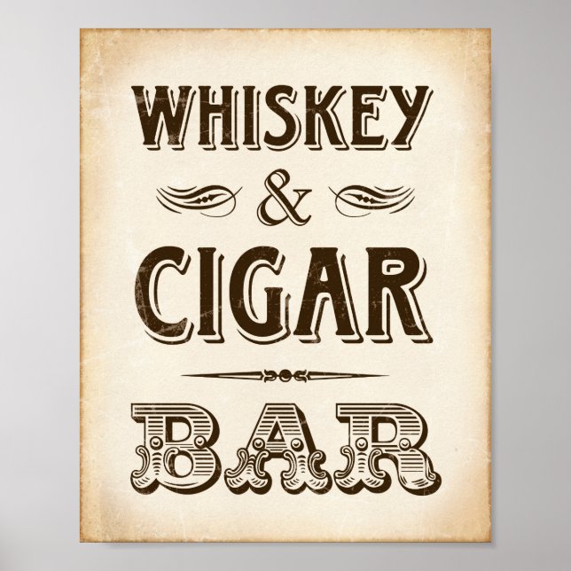 Vintage Party WHISKEY & CIGAR BAR Sign Print (Front)