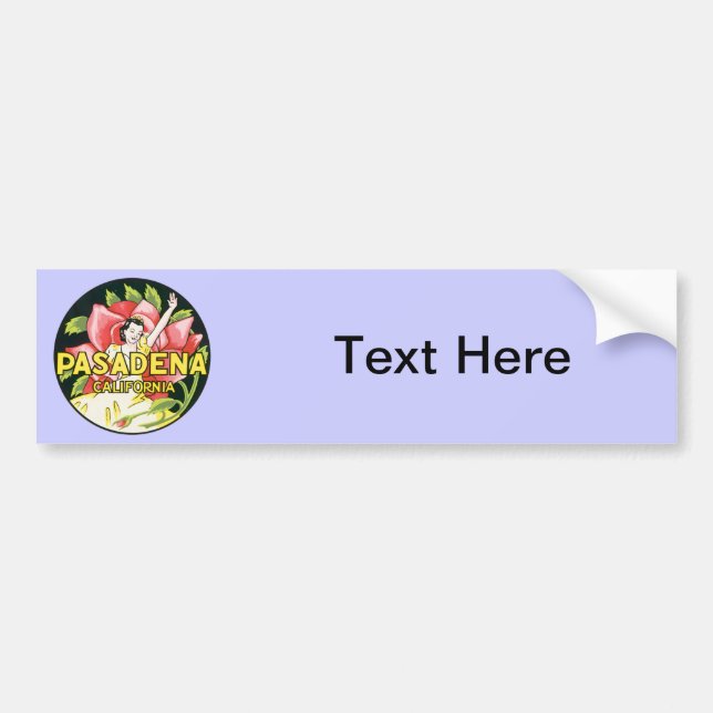 Vintage Pasadena California Bumper Sticker (Front)