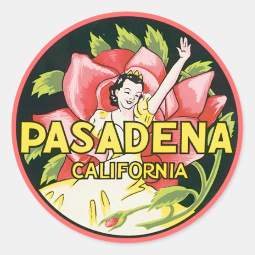 Vintage Pasadena California Classic Round Sticker